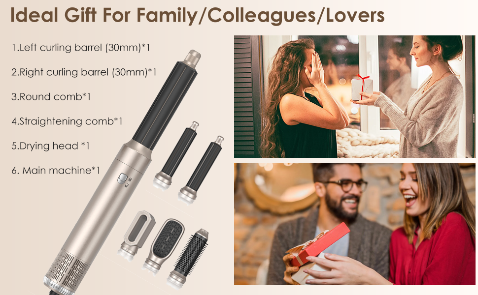 Набір для укладки волосся Airstyler Set: професійний фен-щітка 1000W, 5 насадок, автоматична завивка, випрямлення, об'єм, мультистайл, колір шампань