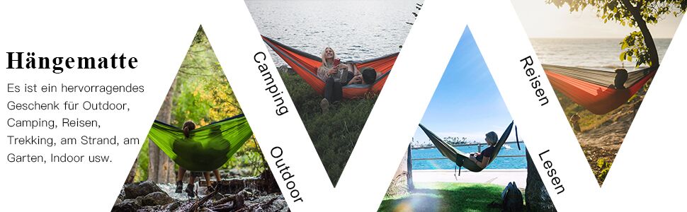 Легка туристична гамак для кемпінгу та відпочинку на природі | Міцна, з карабінами та ременями, 275x140 см, 300 кг, нейлон, для відпочинку вдома та на вулиці, армійний зелений/камелеон