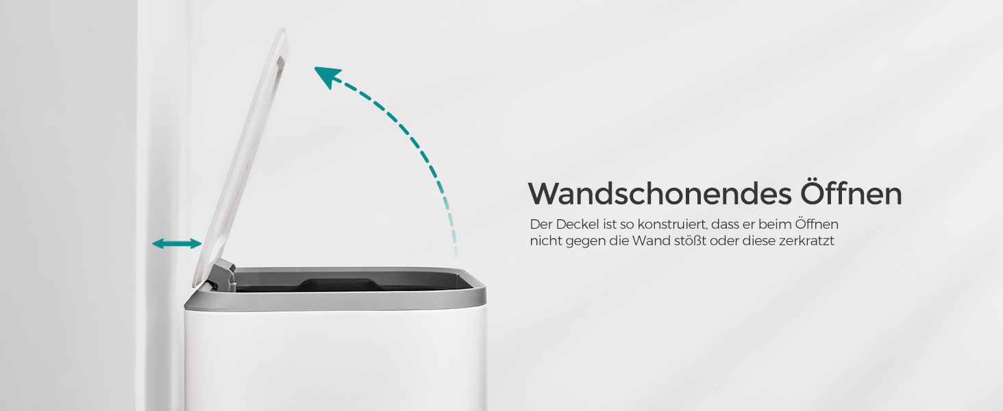 Відро для сміття SONGMICS 20 л з кришкою, з педаллю, сталеве, Soft-close, біле (LTB542W02)