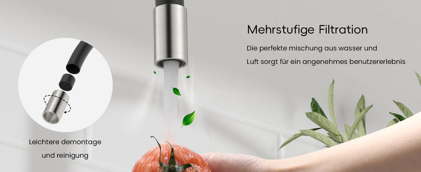 Кран кухонний APPASO 3-в-1 з трьома виходами, чорний, з нержавіючої сталі, для фільтрів води, поворотний на 360°, 2 ручки, низький тиск