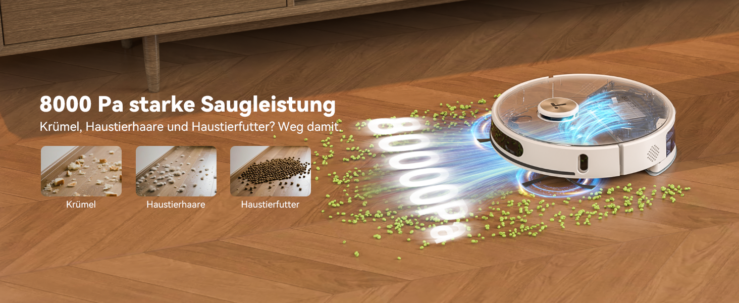 Робот-пилосос Tesvor S8MAX 3-в-1 з функцією миття підлоги, 8000Pa, LiDAR-навігація, 240 хвилин роботи, керування через додаток/Alexa, самостійна вивантаження сміття, 2.5L, для великих приміщень та домогосподарств з тваринами