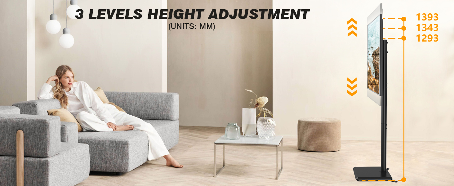 Підставка для телевізора TVON: регульована, поворотна, для діагоналей 32-55 дюймів, VESA 400x400, до 40 кг, чорний