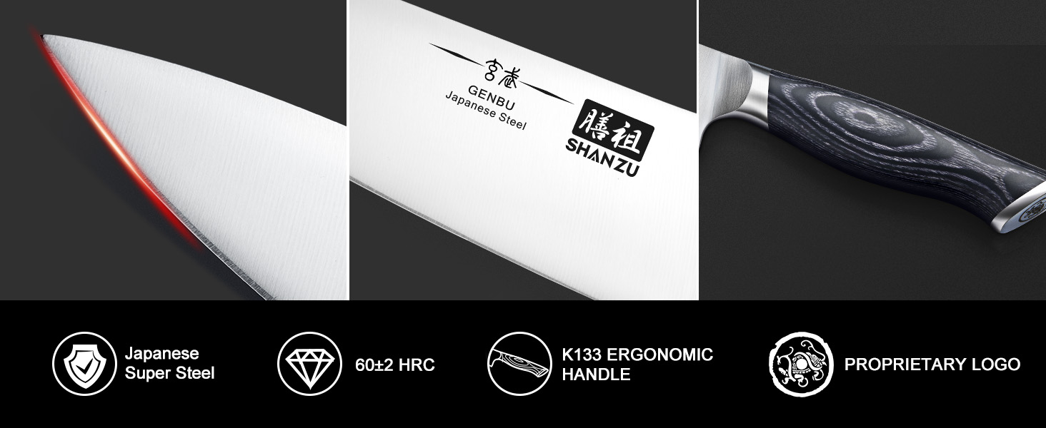 Ніж кухарський SHAN ZU 20 см з високоякісної нержавіючої сталі з ергономічною ручкою з дерева K133