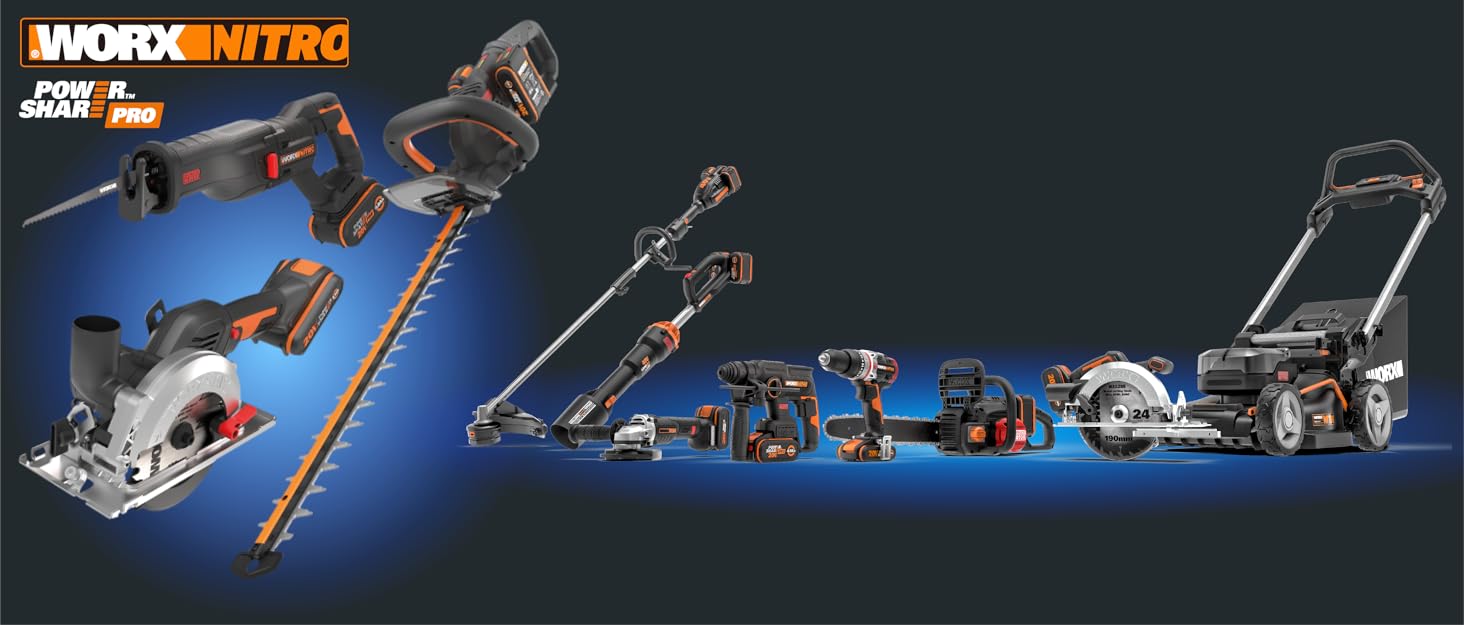 Електричний акумуляторний сучкоріз Worx NITRO WG330E.9 20В, безщітковий двигун, без акумулятора і зарядного, чорний/помаранчевий