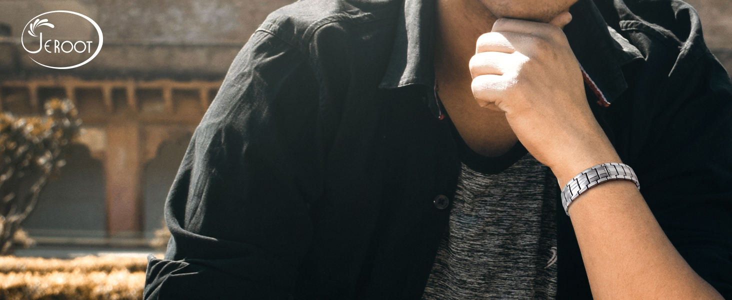 Браслет на магніті JEROOT з титану для чоловіків - здоров'я та енергія (3500 гаус)