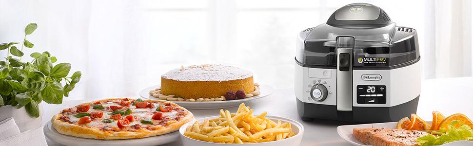 De'Longhi MultiFry Extra Chef Plus FH1396 Air Fryer, Multicooker with 1.7 kg Capacity, 8 Cooking Programs, Convection System with 2 Heating Elements, Grill Function, Recipe App, 2300 Watts, White 8 Programs