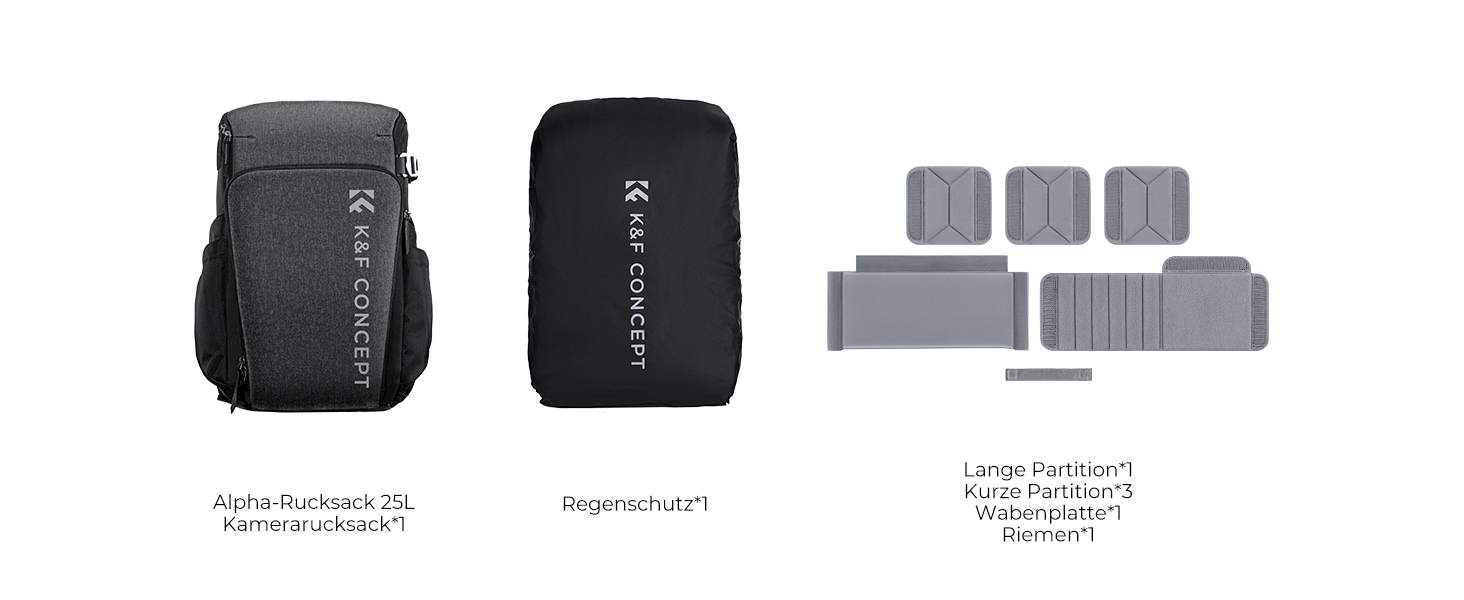 Рюкзак для фотокамери K&F Concept Alpha 25L сірий - для фотографів, з відділенням для 16-дюймового ноутбука, сумісний з дронами DJI Mavic