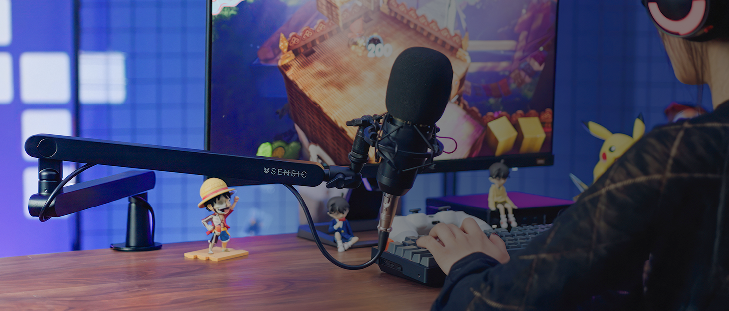 Мікрофонний тримач SENSIC SA-30 LP Low Profile з регульованим підлокітником, 360° обертання, для стрімінгу, інтегроване кабельне кріплення, універсальний, настільний