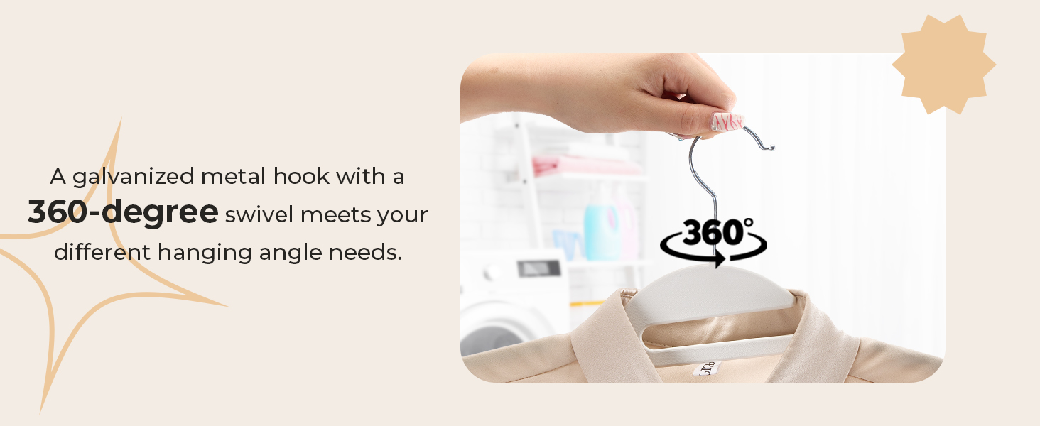 20 шт. Плечики для одягу HOUSE DAY з пластику, неслизькі, для мокрого та сухого одягу, обертаються на 360°, міцні, економія місця