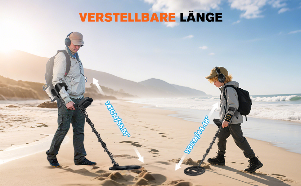 Металодетектор професійний, регульований, 113-141 см, 5 режимів, LCD, водонепроникний, для дорослих та дітей