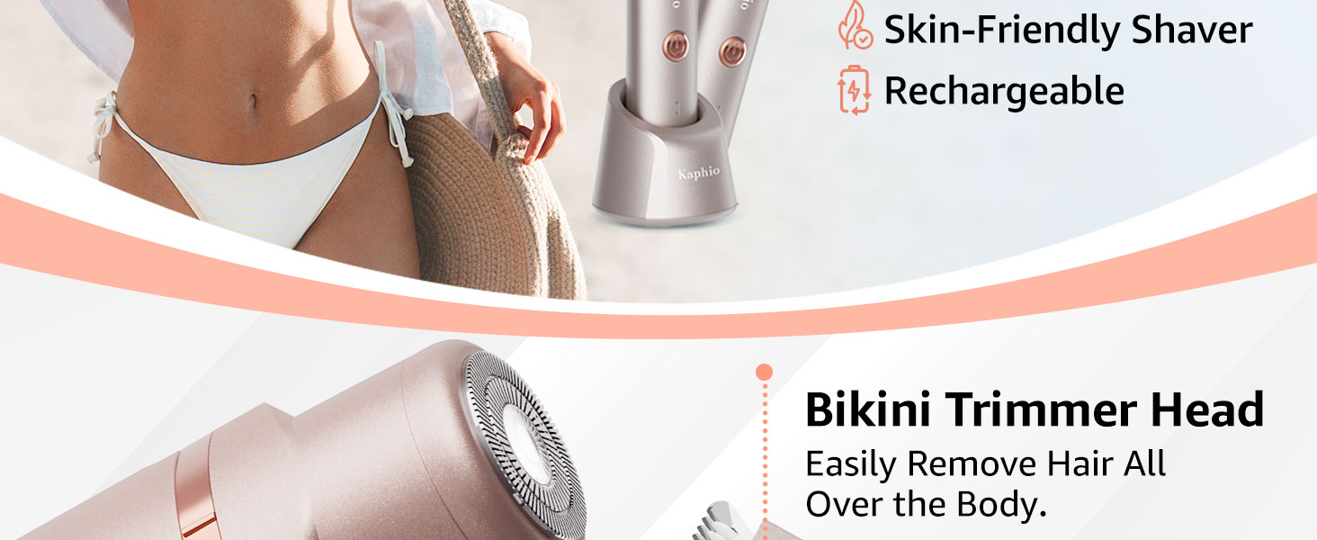 Триммер для бікіні для жінок – 2-в-1 електробритва для інтимної зони: водонепроникний триммер IPX7 для подорожей та душу (рожеве золото)