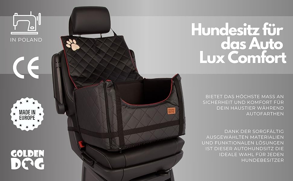 Автомобільний лежак для собак Golden Dog M - 52x44x33 см, чорний, з кріпленням ISOFIX, водонепроникний, з підкладкою