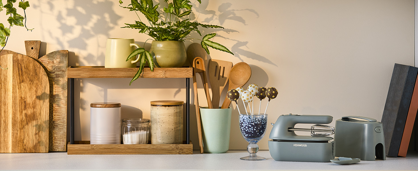 Міксер ручний Kenwood QuickMix Go HMP40.000GY сірий-блакитний, 350W, з кейсом, вінчики та гаки, мірна ложка