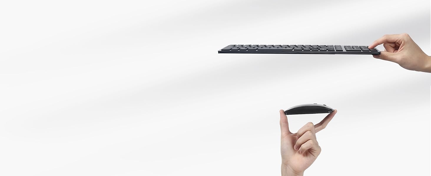 Комплект клавіатури та миші TopMate 2,4G Ultra Slim: тиха клавіатура з перемикачами Schissschalter та миша 2400DPI, USB, з батарейками AA/AAA, для PC/Laptop/Windows/Mac (Рожево-золотий/Білий (Сіро-чорний))