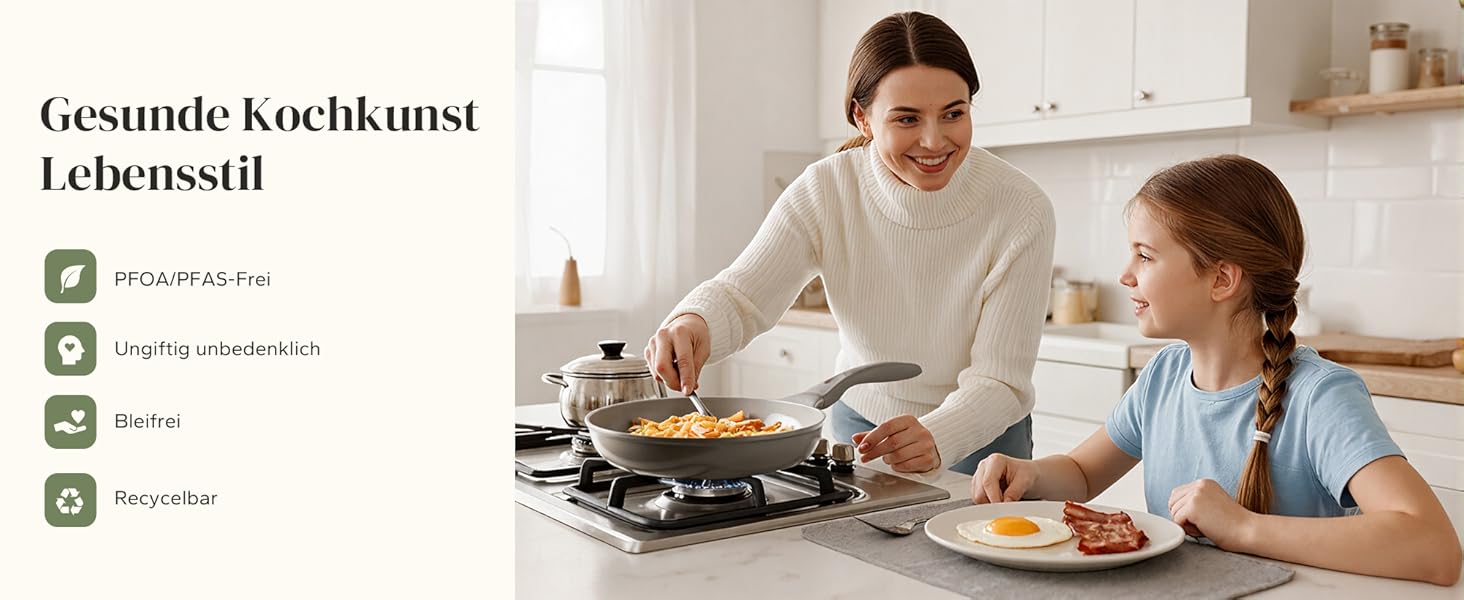 Набір посуду Redchef: 11-ти частинний набір каструль та сковорідок з керамічним покриттям, індукційний, PTFE-free, PFAS-free, для всіх типів плит, стійкий до миття в посудомийній машині (сірий)