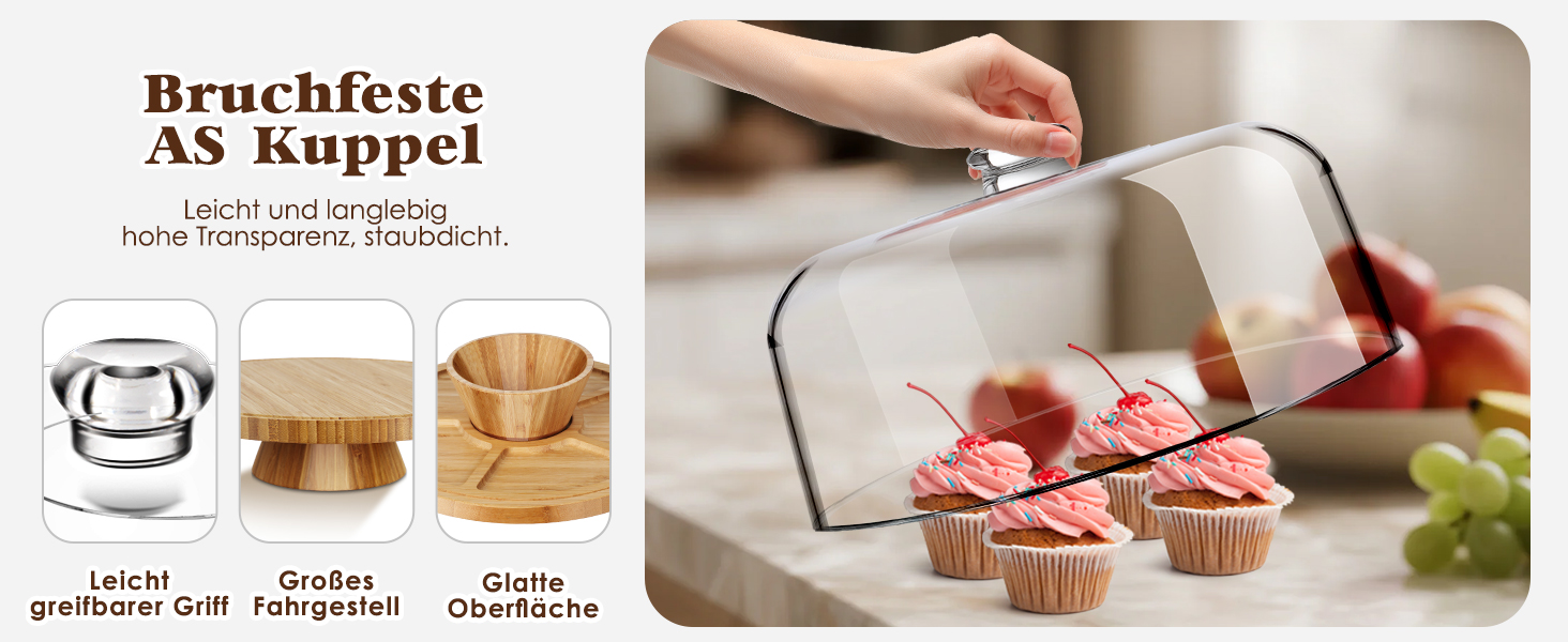 Підставка для тортів з кришкою, 6-в-1, дерев'яна, багатофункціональна. Ідеальна для декорування та подачі тортів.