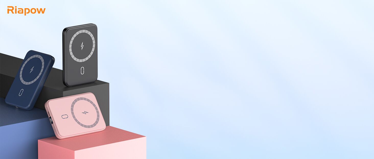 Power Bank Riapow 10000mAh з бездротовою зарядкою, PD 20W, USB-C, LED-індикатор (Чорний)