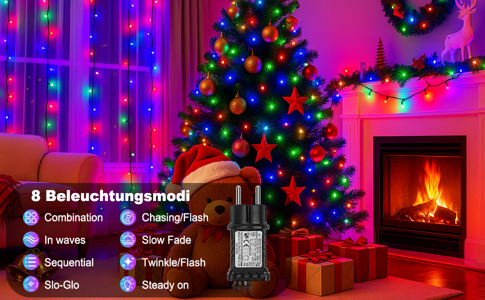 LED гірлянда для прикраси саду, балкону, весілля: 20м, 1000 LED, RGB, 8 режимів, таймер, вологостійка