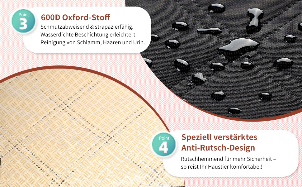 Автокрісло для собак KYG - стабільне, водовідштовхувальне, неслизьке та стійке до подряпин, для маленьких собак, для переднього та заднього сидіння (Чорний) 6696
