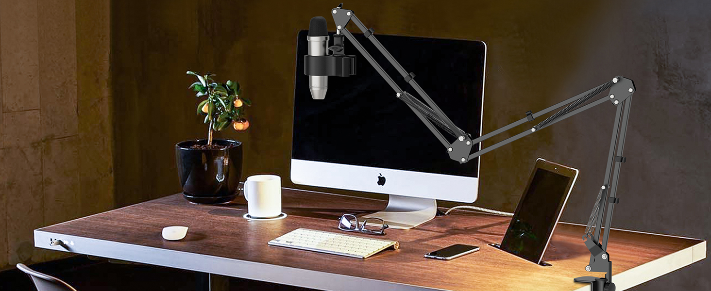 Кріплення для мікрофона на шарнірі, настільний тримач з клямкою, сумісний з 3/8' та 5/8' гвинтами, ідеально підходить для TikTok Live-трансляцій та співу