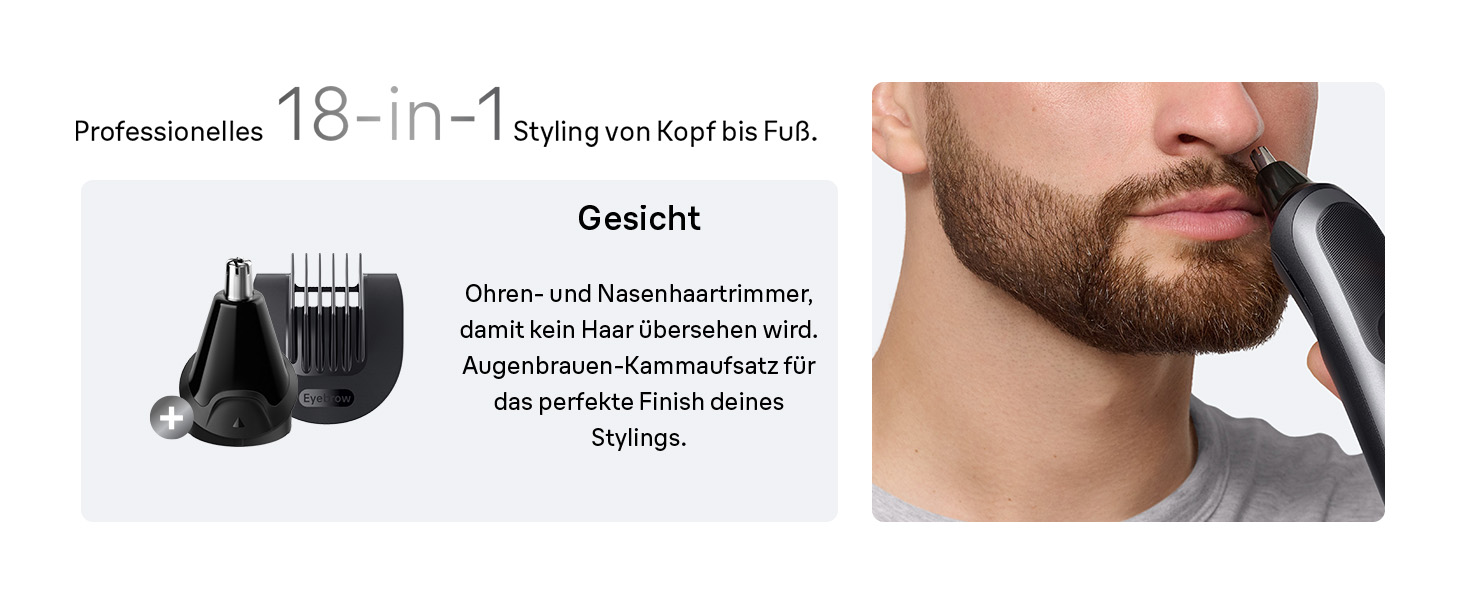 Braun Series 7 All-in-One AIO7545 – Триммер для бороди, волосся та тіла 18-в-1, сірий