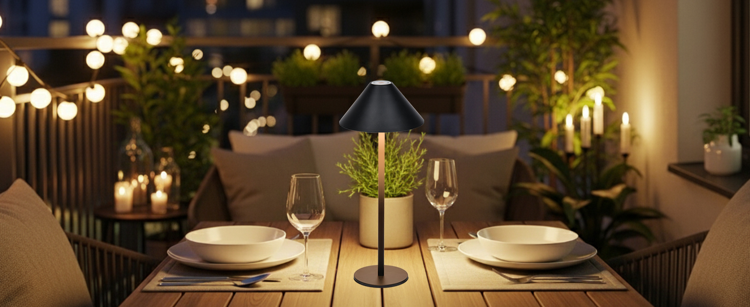 Світлодіодна настільна лампа Rosnek бездротова, акумуляторна 4000 mAh з димером, поворотна на 360°, чорна