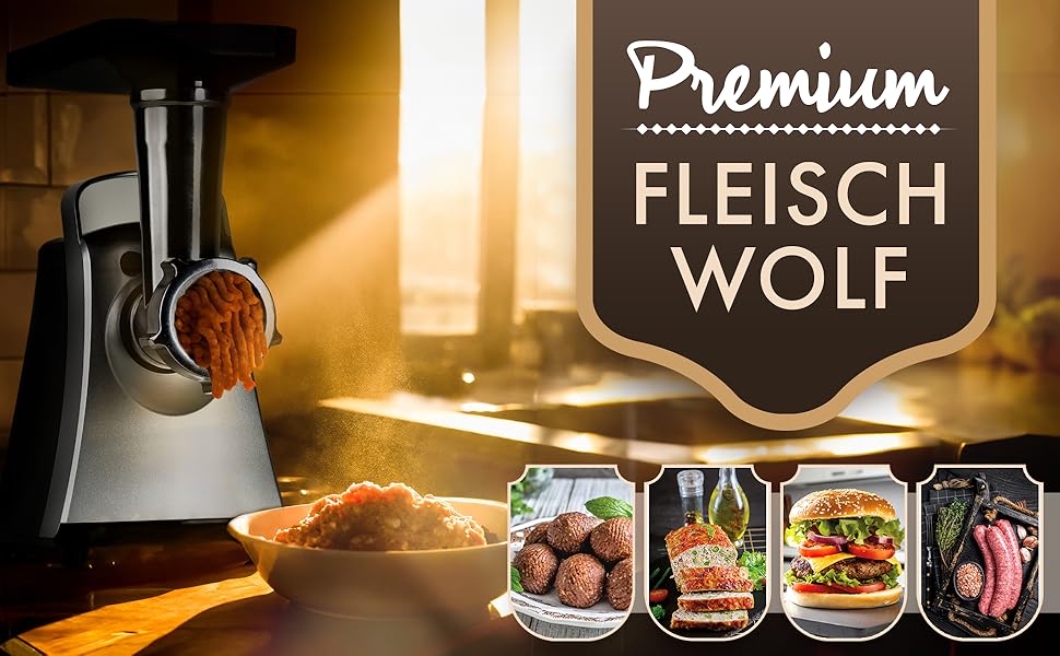 М'ясоподрібнювач Clatronic® Fleischwolf 1000W з насадкою для печива та фігурного тіста | 3 металевих диска | Функція прямого та зворотного ходу | Насадка для фаршу | Металевий корпус та шнек | FW 3803 з нержавіючої сталі *Модель 2024*