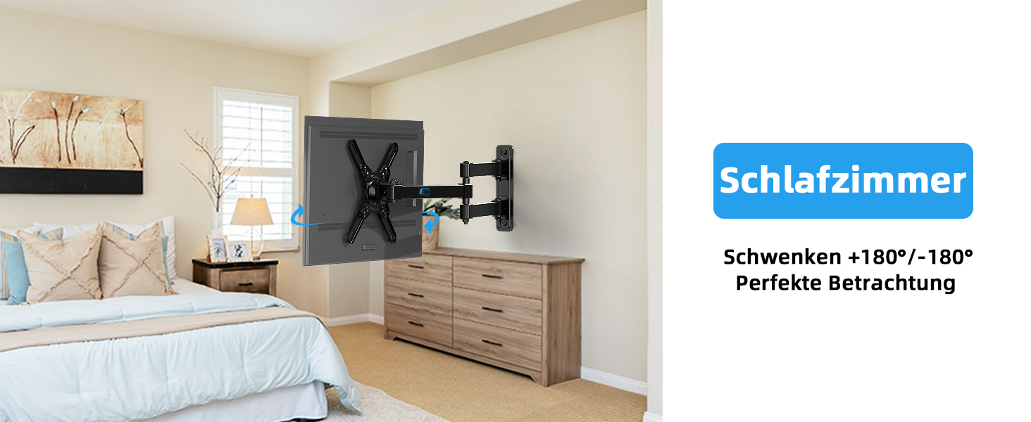 Кріплення для телевізора HOME VISION HV3202 з подовженим підлокотником, 17-42 дюйми, VESA 200x200, до 15 кг, 360° обертання, 180° нахил, висувний на 55,6 см, для плоских та вигнутих екранів