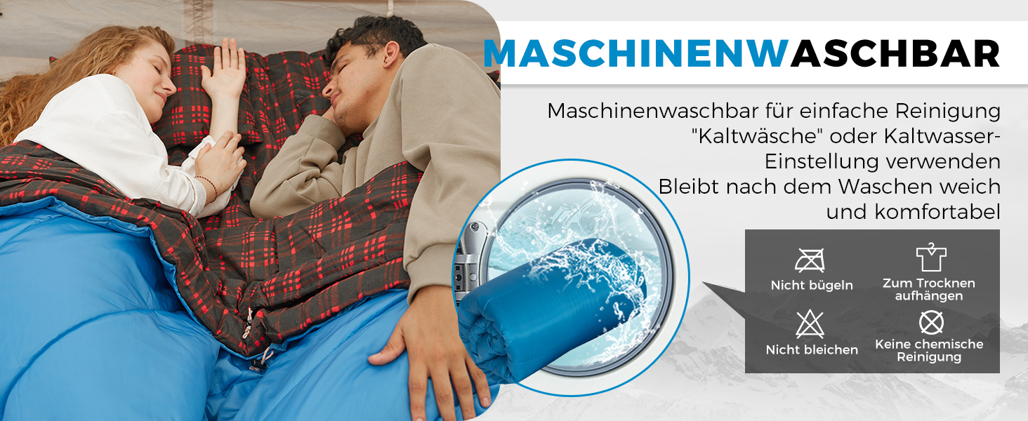 KingCamp 2-Person Winter Sleeping Bag - Warm Outdoor Sleeping Bag for Camping & Travel - 3-4 Season, Includes 2 Flannel Pillows