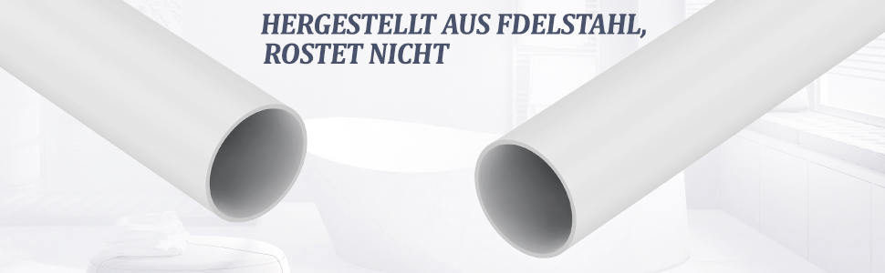 Штанга для душу U/L форми, 75x(150-190)x75 см - 2 в 1 (душова завіса, ванна, кут) - без кріплення до стелі, 24 кільця з нержавіючої сталі (біла)