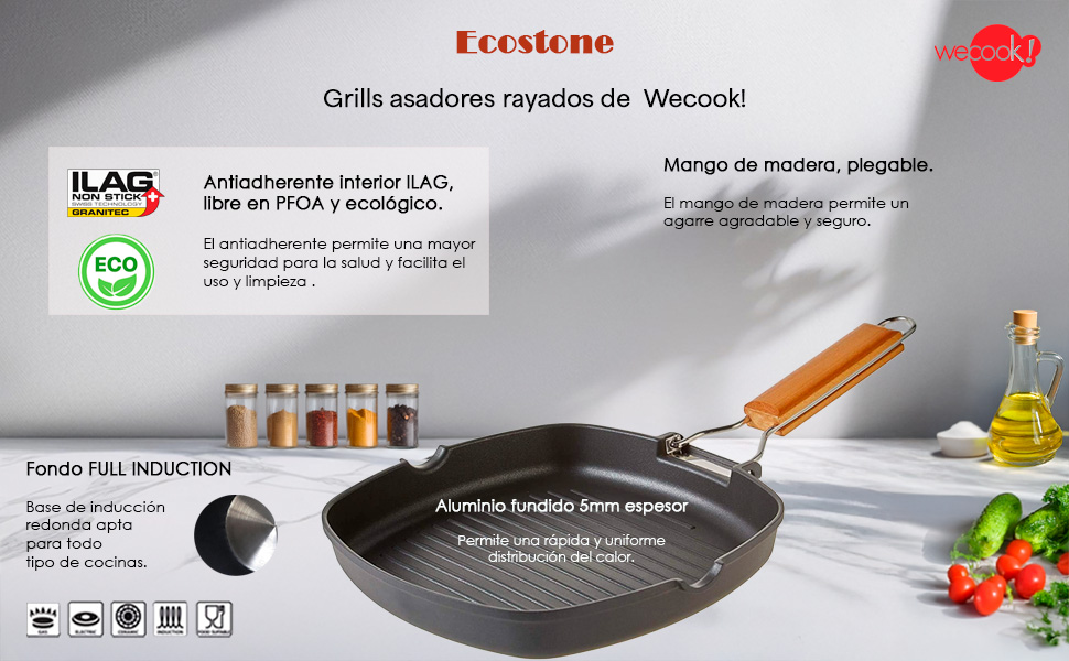 WECOOK! Ecostone Гриль сковорода алюмінієва з антипригарним покриттям рифлена 24x24 см