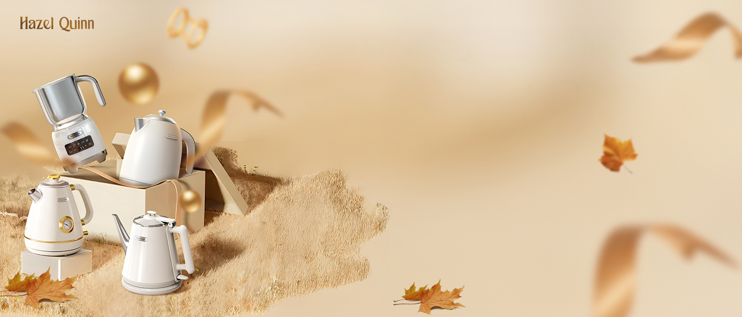 Електричний чайник Hazel Quinn Schneller 2200 Вт, 1.7л, нержавіюча сталь 304, перловий білий, з функцією швидкого кип'ятіння, автоматичним вимкненням та захистом від сухого кип'ятіння, вінтажний дизайн, BPA-free