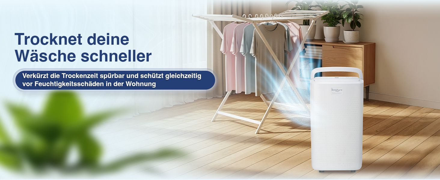 Електричний осушувач повітря BonAura® 10L з LED дисплеєм, таймером та авто-режимом - для підвалів та приміщень до 40м³ - допомога від плісняви