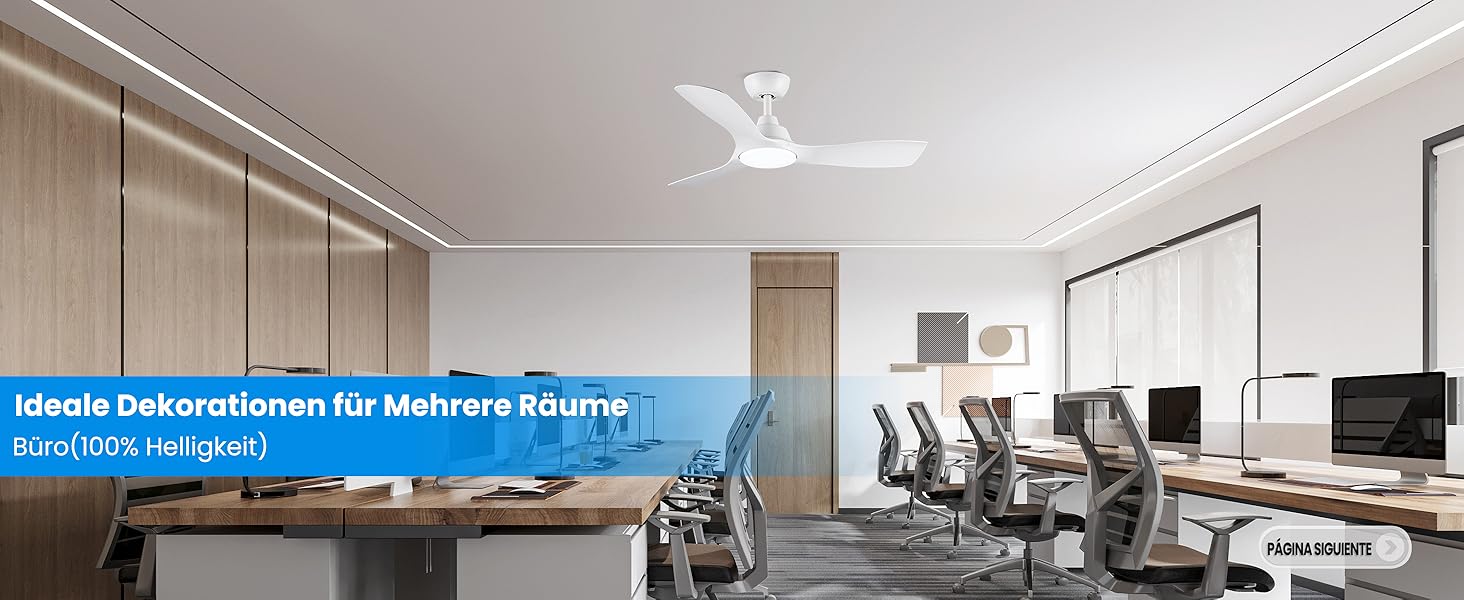 Стеляний вентилятор CJOY з підсвіткою, 107 см, з пультом керування, DC, тихий, з функцією реверсу, пам'ять 3CCT, диммування, 6 швидкостей, таймер для спальні, білий