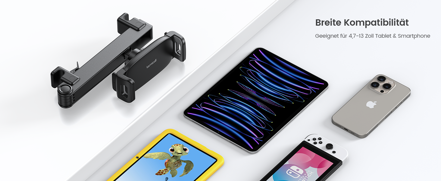 Тримач для планшету Lamicall у автомобільну підголівник - надійне кріплення, сумісний з iPad, smartphone, Switch, Samsung Tab (4.7-13 дюймів)