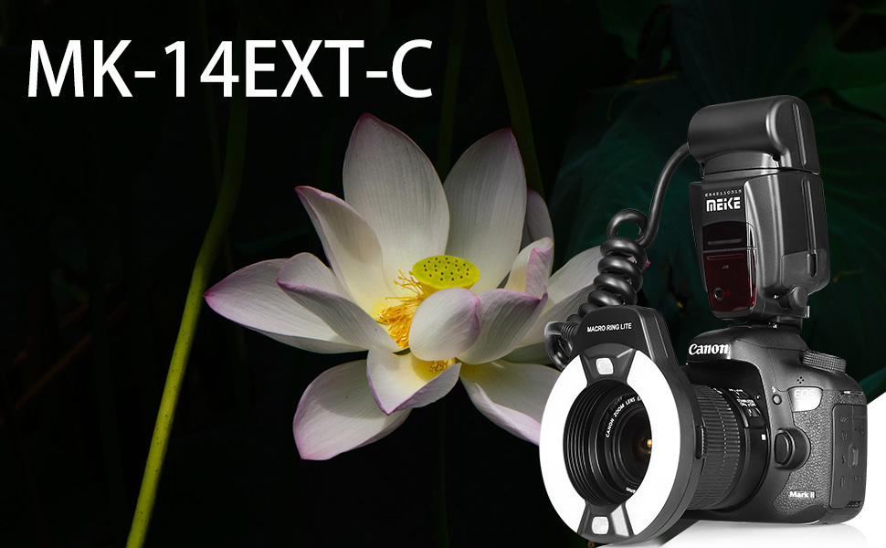 Кольцевий світловий прилад Meike MK-14EXT-C для Canon EOS DSLR з LED AF Assist лампою