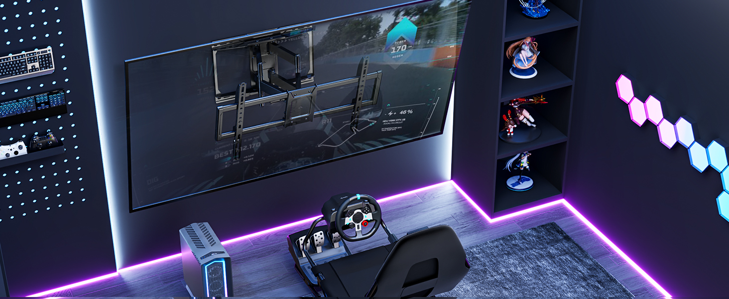 Настінна кріплення для телевізора monTEK, 37-90 дюймів, до 75 кг, з подвійними шарнірними руками, регулювання нахилу, поворот і витягування, VESA 600x400