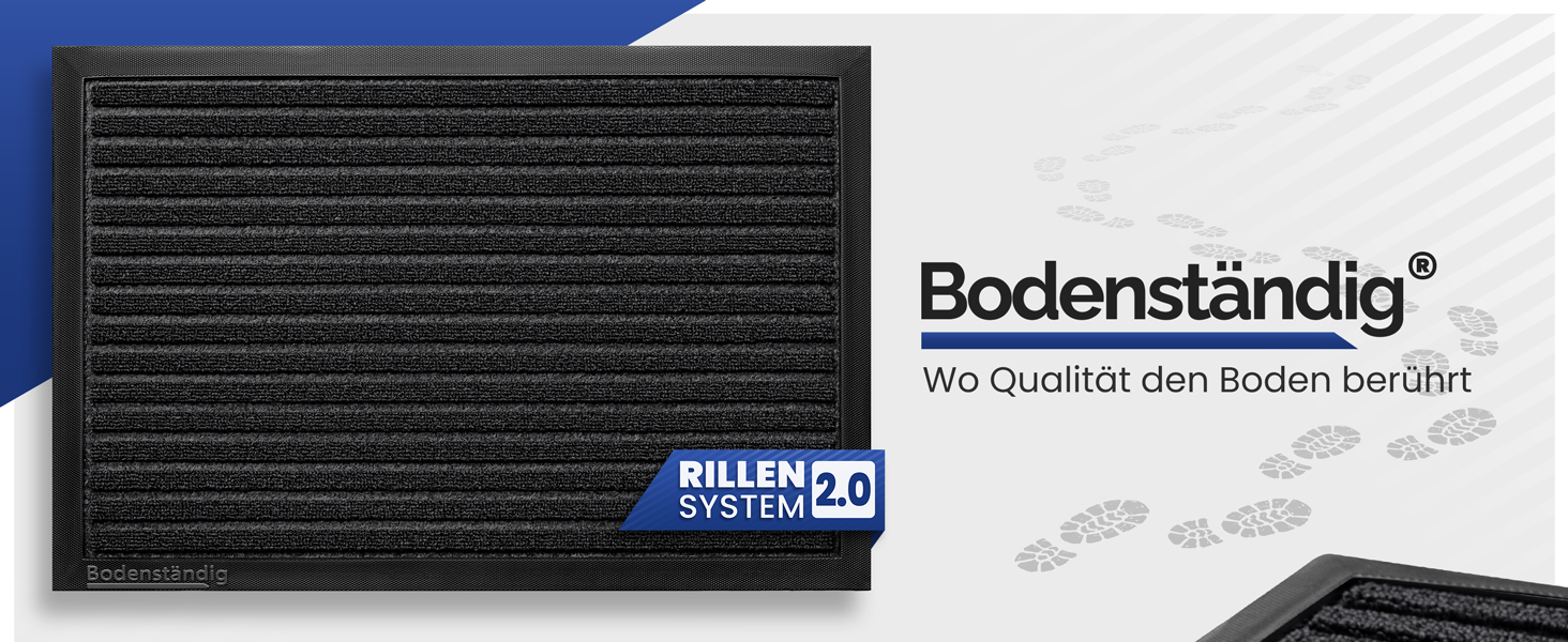 Килимок для дому та вулиці Bodenständig - чорний, 40x60 см, стійкий до ковзання, довговічний