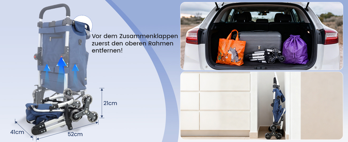 Тролей для покупок Sekey XXL з підйомником для сходин, 3 колеса, для кемпінгу та покупок, регульована ручка, алюміній 3-в-1, з відділенням для їжі та напоїв, чорний