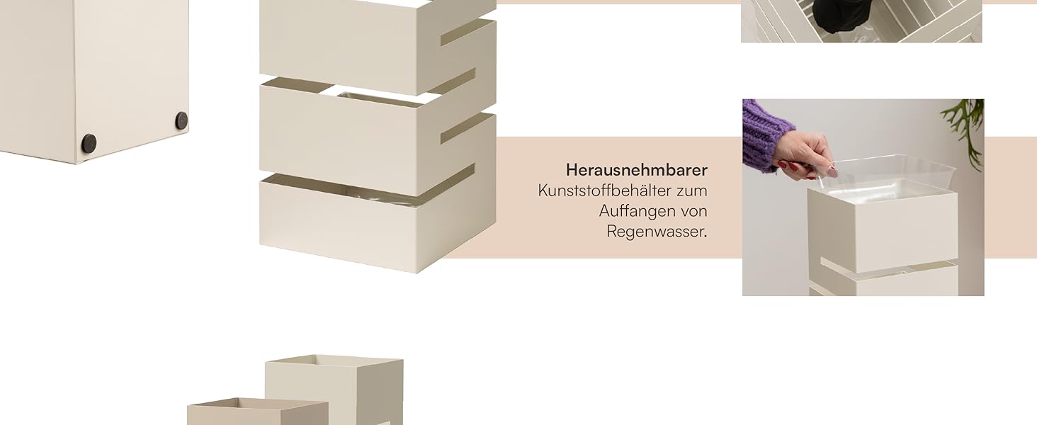 Підставка для парасольки Baroni Home з сучасним дизайном, чорна, 15,5x15x49 см. Метал, з гачками та знімним піддоном для води. Підходить для дому та офісу.