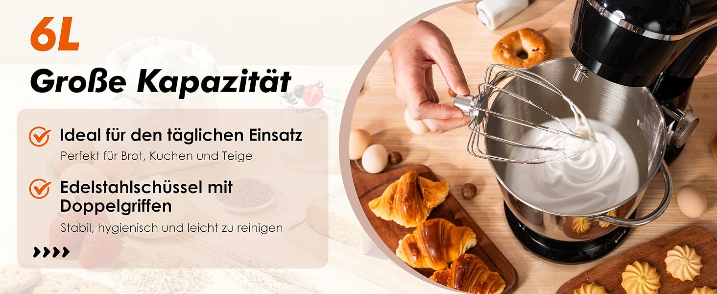 Кухонний комбайн Kitchen in the box, планетарний міксер з чашами 4,5 л та 5 л, 1300 Вт, 10+ швидкостей, набір насадок (гак, міксер, вінчик)