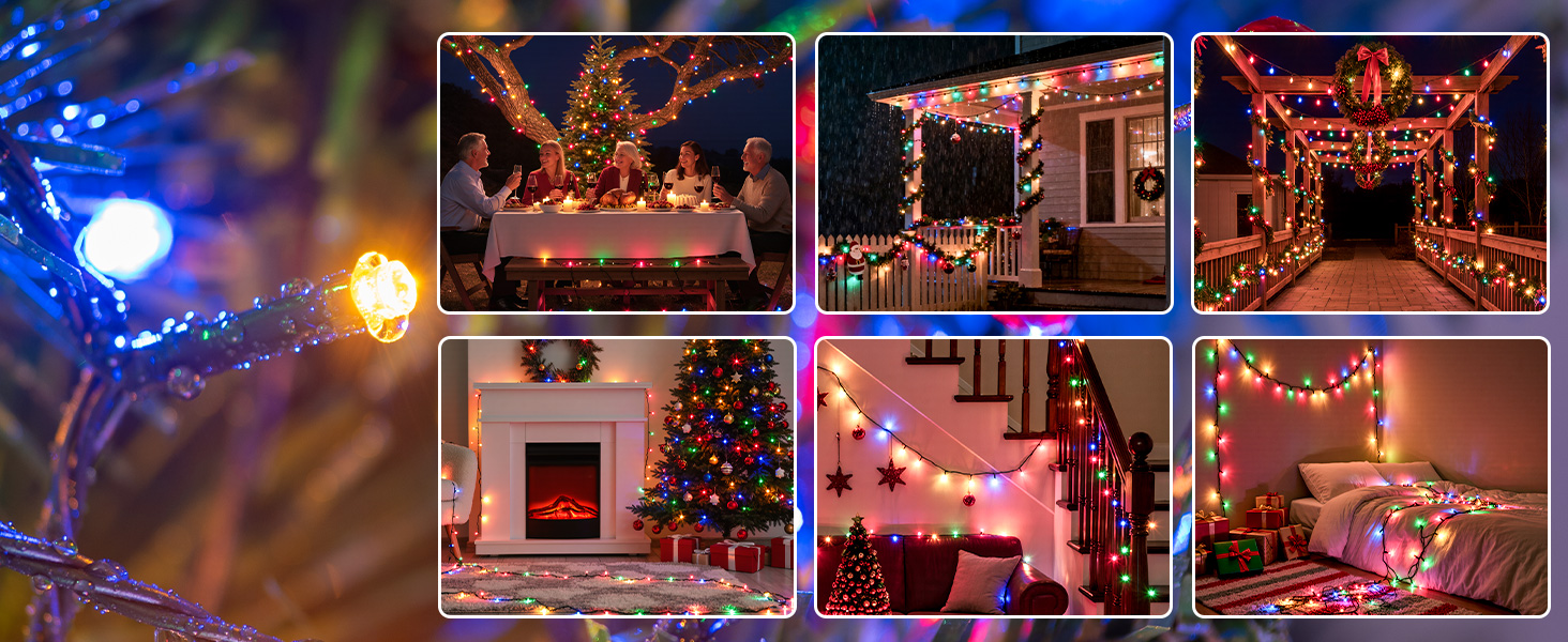 LED гірлянда для прикраси ялинки та декору на балкон/сад: 5м, 150 LED, тепле біле світло, 8 режимів, таймер, пульт, для внутрішнього та зовнішнього використання