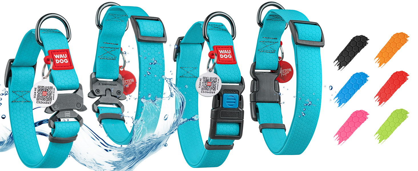 Нашийник для собак WAUDOG: водонепроникний, регульований, для великих, середніх та малих собак, з металевою застібкою, 31-49 см, ширина 25 мм, світловідбиваючий