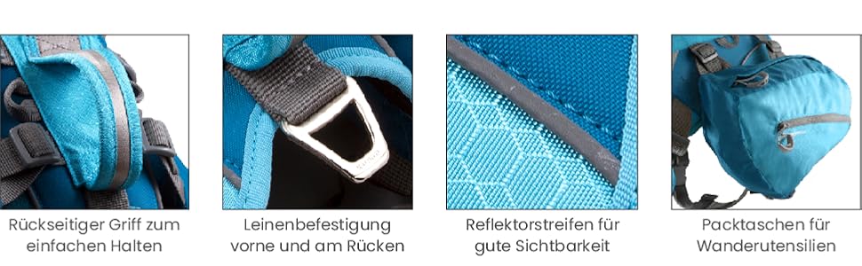 Kurgo Рюкзак для собак Baxter, вантажна сумка на спину з 2 кишенями з боків, для собак вагою 13-38 кг, червоний (K01585 M)