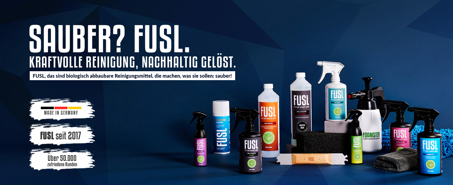 FUSL Grill Cleaner Set – FOAMSTER Foam Cannon + 1L Crust Remover – Extra Strong Grill Cleaner for Gas Grill, Smoker & Grill Grate – Biodegradable & Effective – Made in Germany