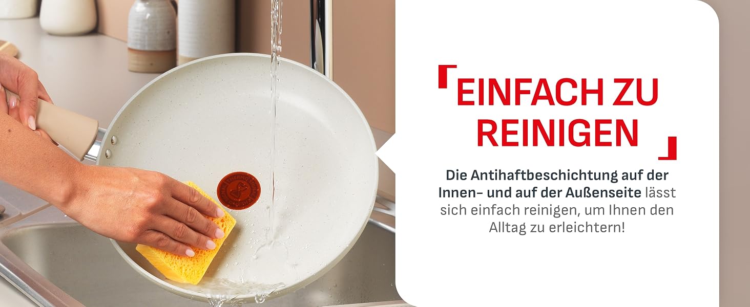 Набір посуду Tefal Mineralia+ Stone White On, 7 предметів, антипригарне покриття, Thermo-Signal, для всіх типів плит, білий, G199S544