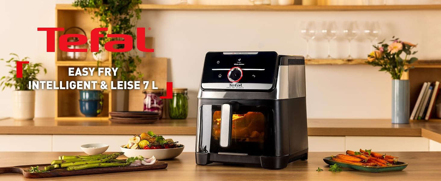 Фритюрниця Tefal Easy Fry Silence 7л з оглядовим вікном, біла (EY8421E0) - аерофритюрниця з тихим режимом, 10 програм, до 8 порцій