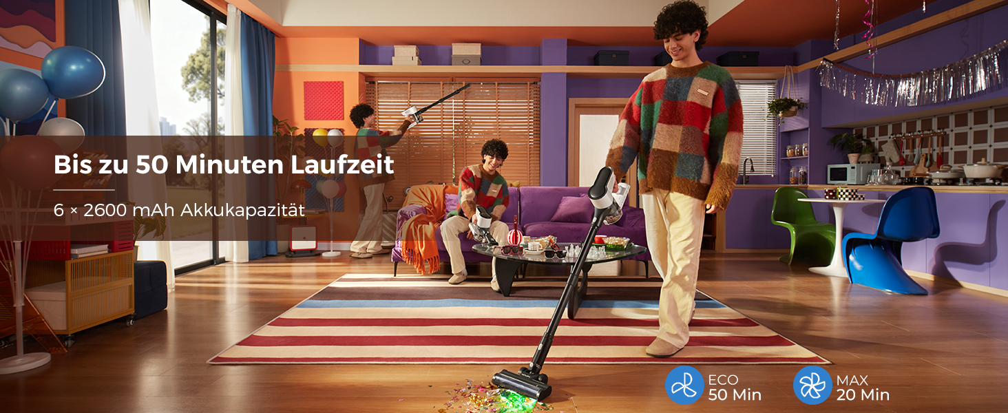 Акумуляторний бездротовий пилосос VACTechPro F02 Lite, 550W, 50KPa, чорно-білий