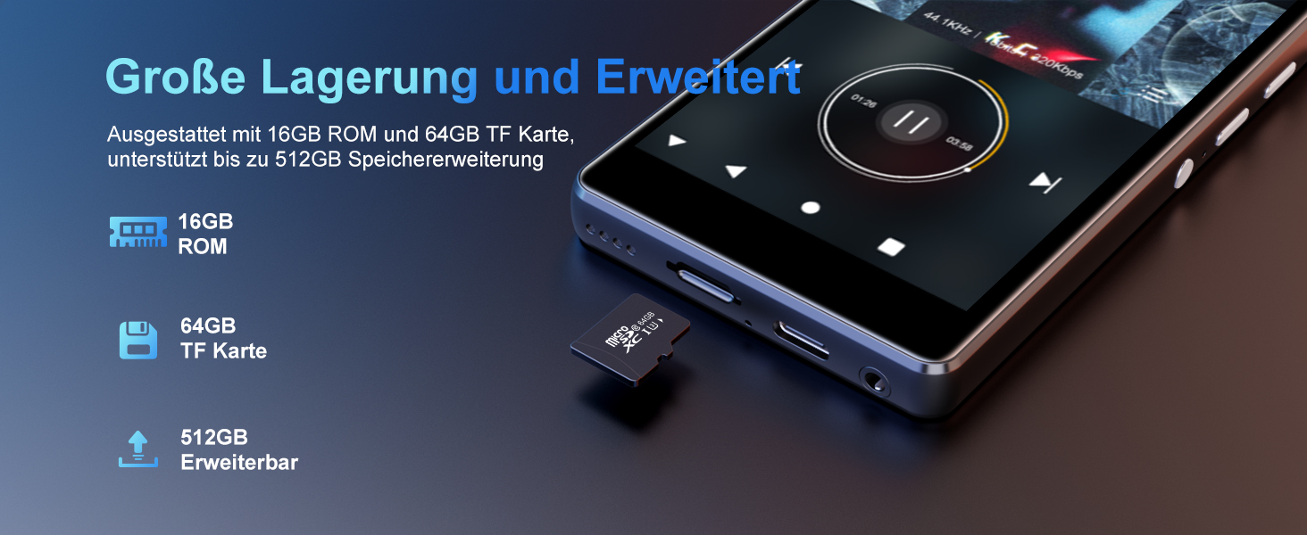 MP3 плеєр SWOFY 80GB з Bluetooth та WiFi, 4.0