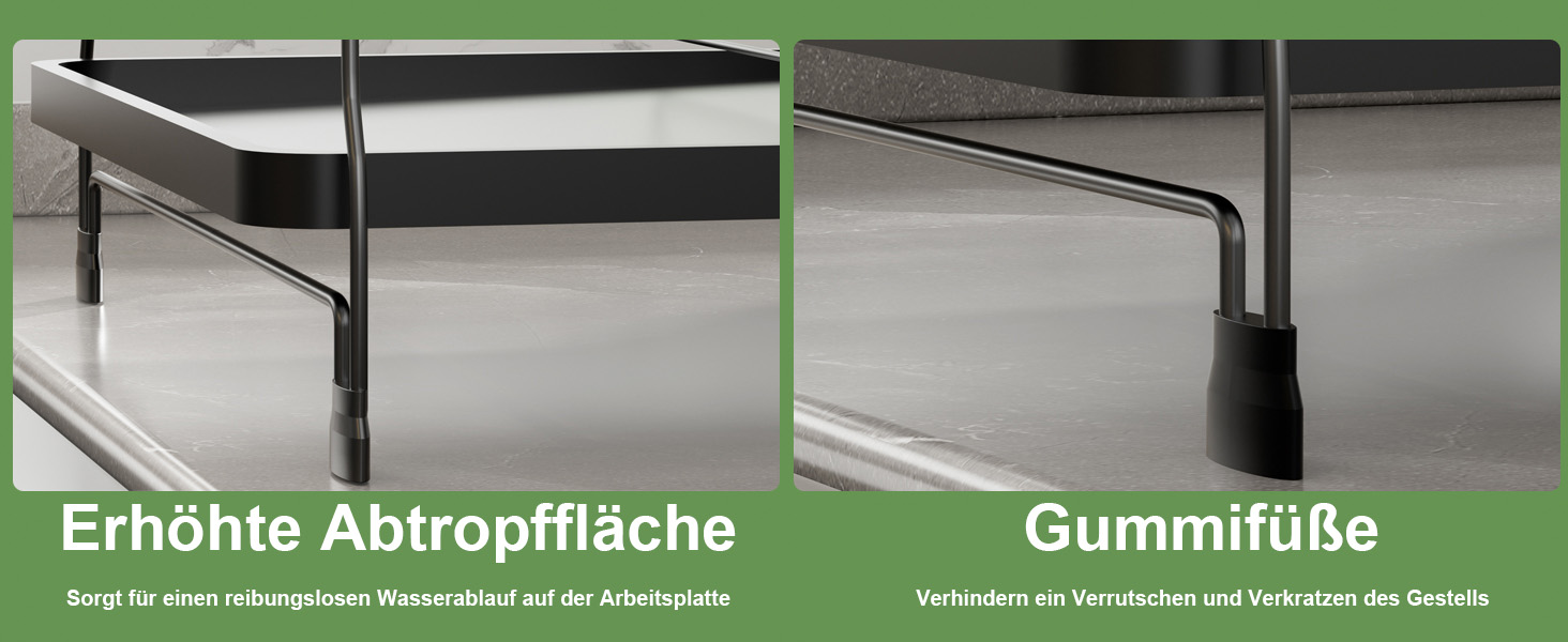 Підставка для посуду ROTTOGOON 2-рівнева з нержавіючої сталі, чорна, для кухонної стільниці